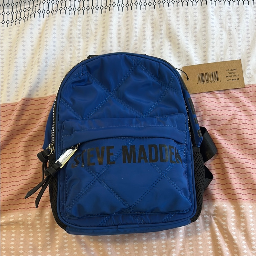 Steve Madden Blue Quilted Mini Backpack